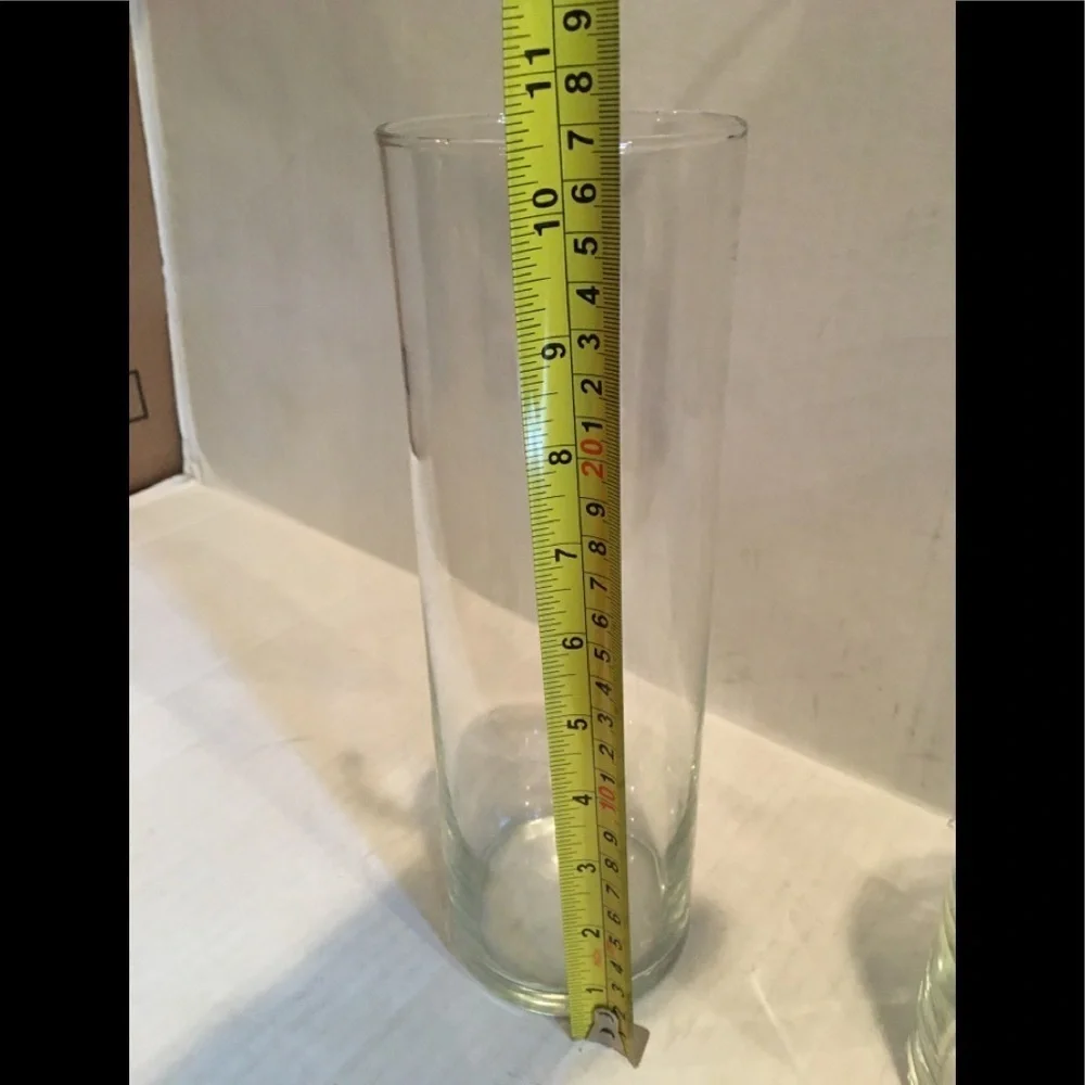 Set of 2 Clear Cylinder Glass Vases